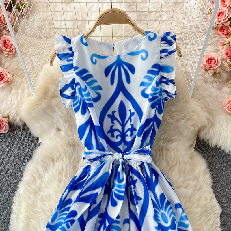 Robe trapèze à col rond et jolie robe tendance 504