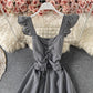 Cute plaid short dress A line dress  693