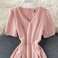 Simple v neck short dress fashion dress  659