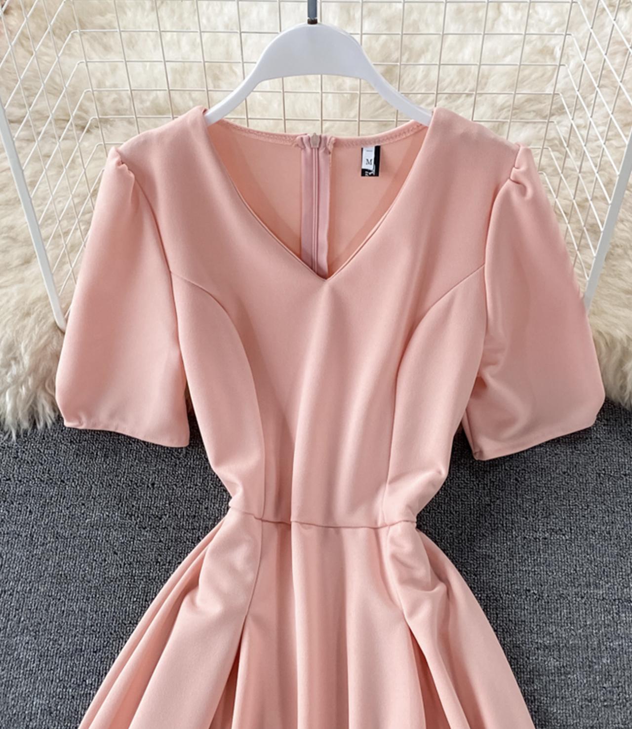 Simple v neck short dress fashion dress  659