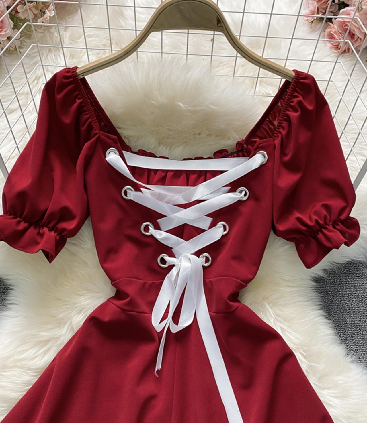 Cute A line lace up dress fashion dress  675
