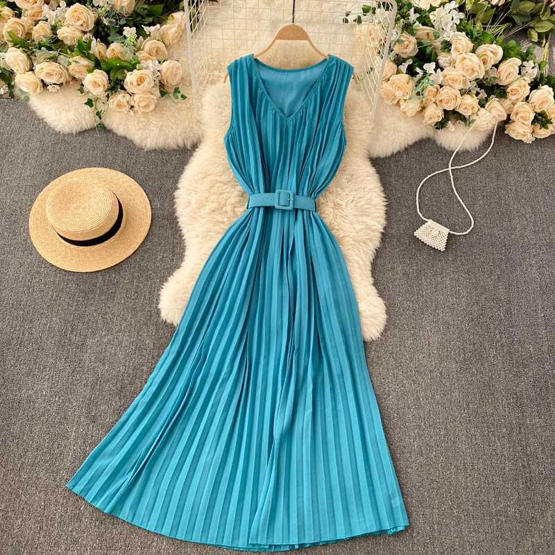 Simple v neck A line dress fashion dress  572