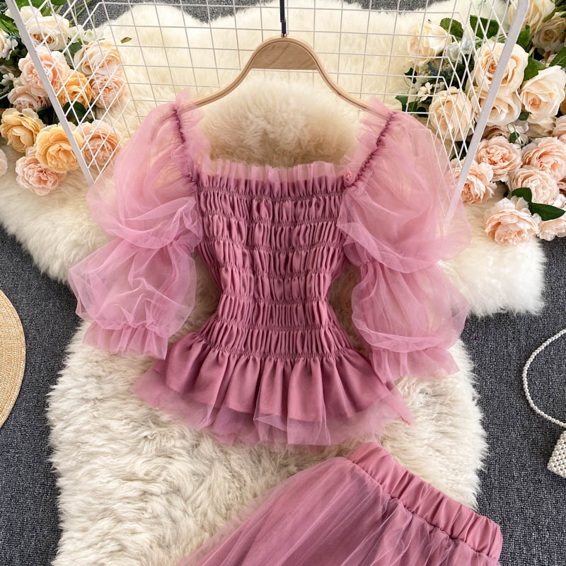 Sweet two-piece tulle dress  591