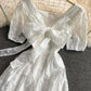 White A line short dress fashion dress 645