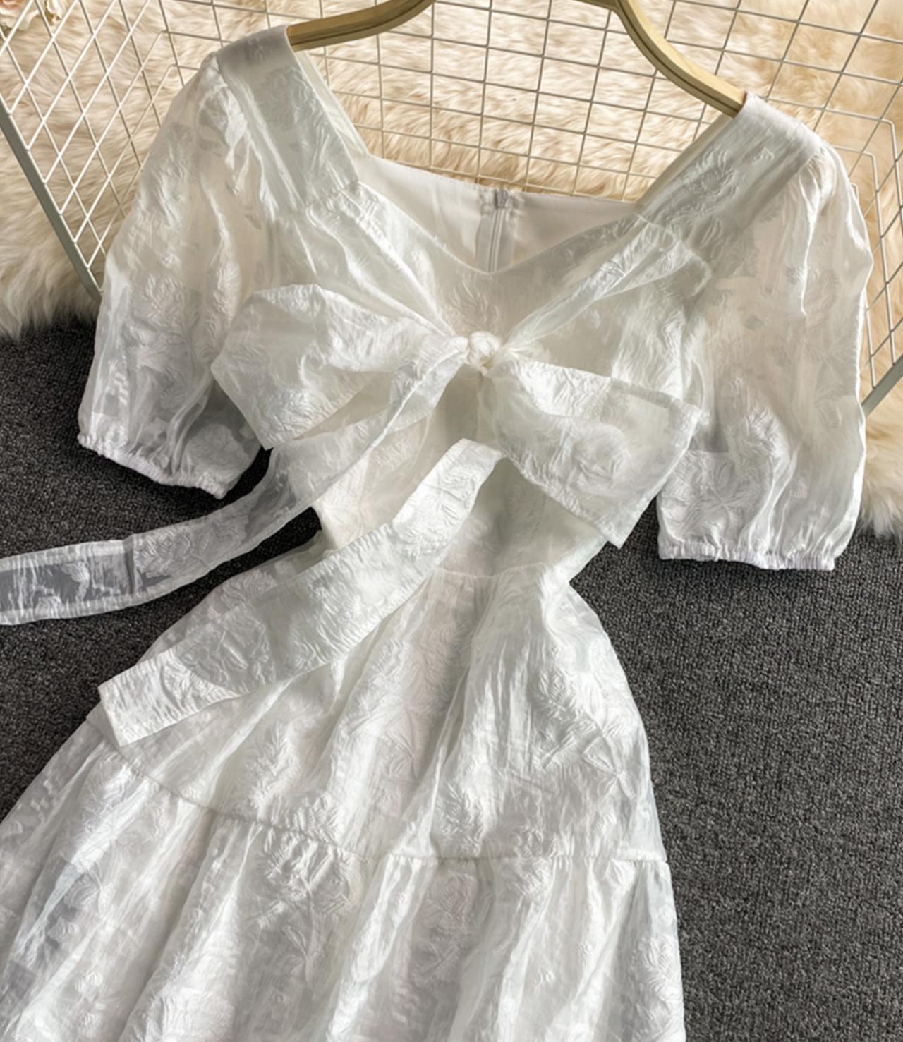 White A line short dress fashion dress 645
