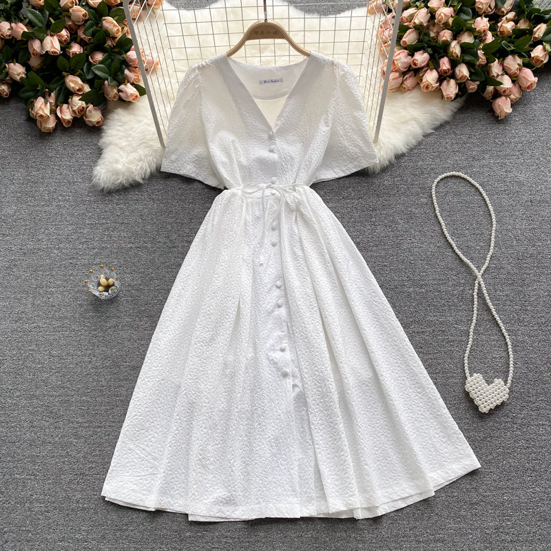 Simple v neck short dress fashion dress  563