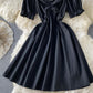 Black A line short dress fashion dress  689