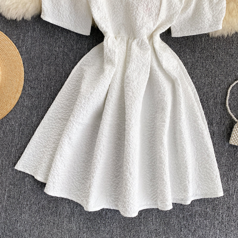 Cute A line short dress with bow  581