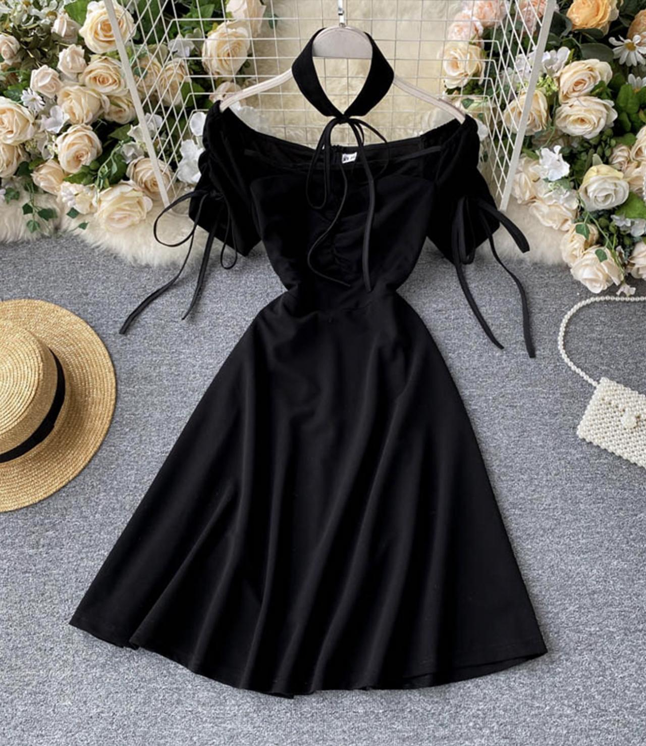 Black A line short dress fashion dress  650