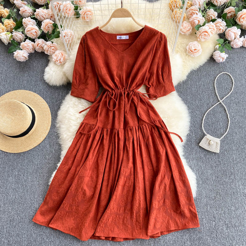 Cute V neck short dress fashion dress  616