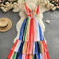 Cute A line v eck short dress fashion dress  692