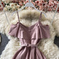 Cute A line dress off shoulder fashion dress  695