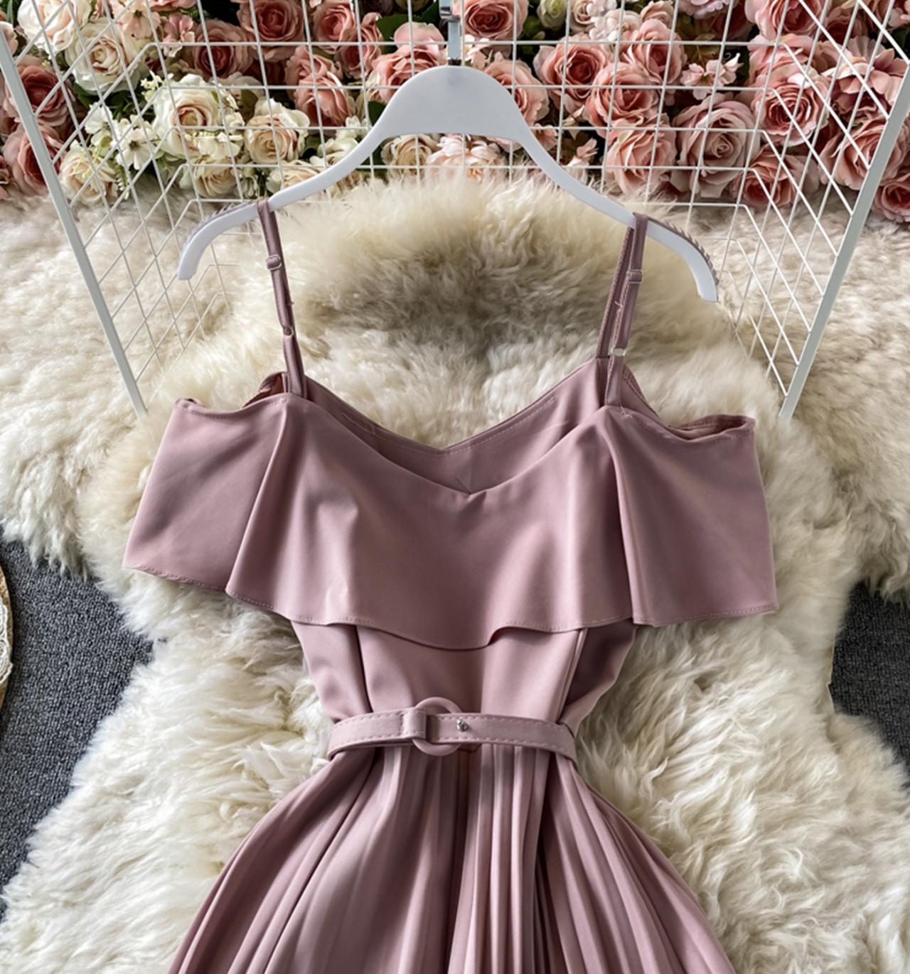 Cute A line dress off shoulder fashion dress  695