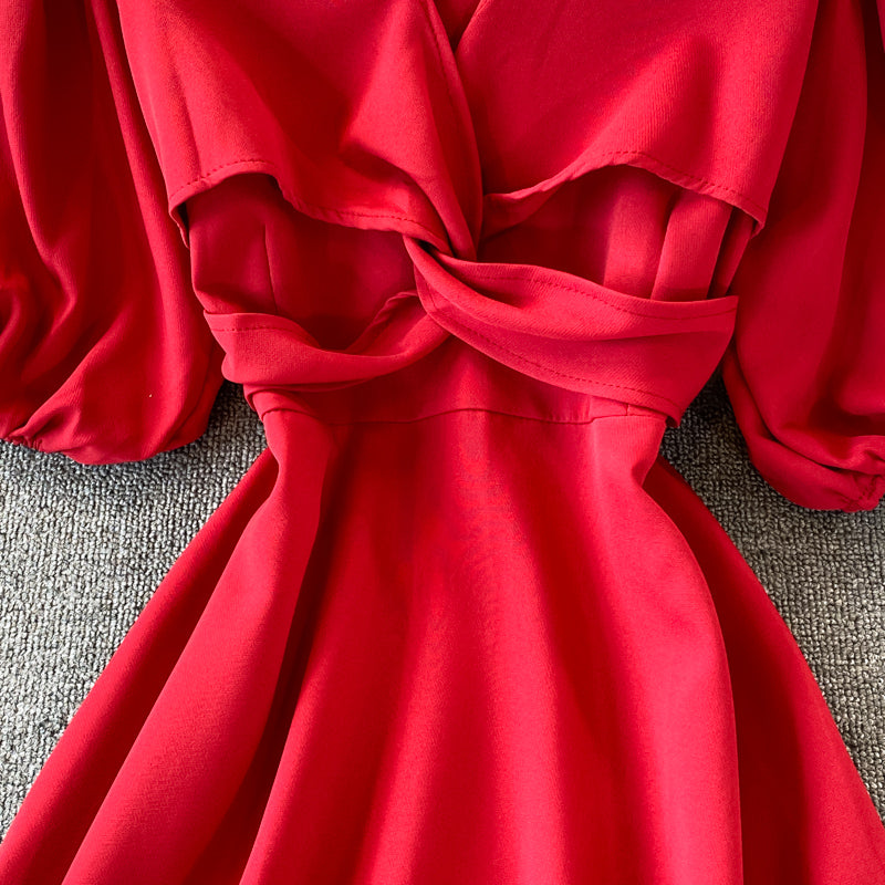 Robe trapèze à col rond et jolie robe tendance 505