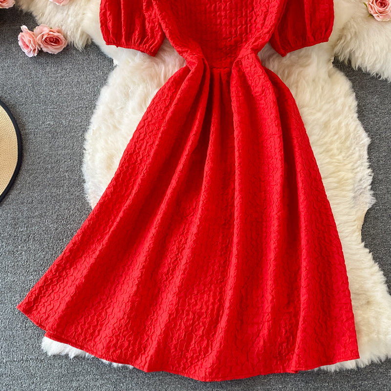 Robe courte trapèze à col rond et jolie robe tendance 498