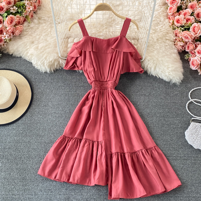 Cute A line irregular dress  623