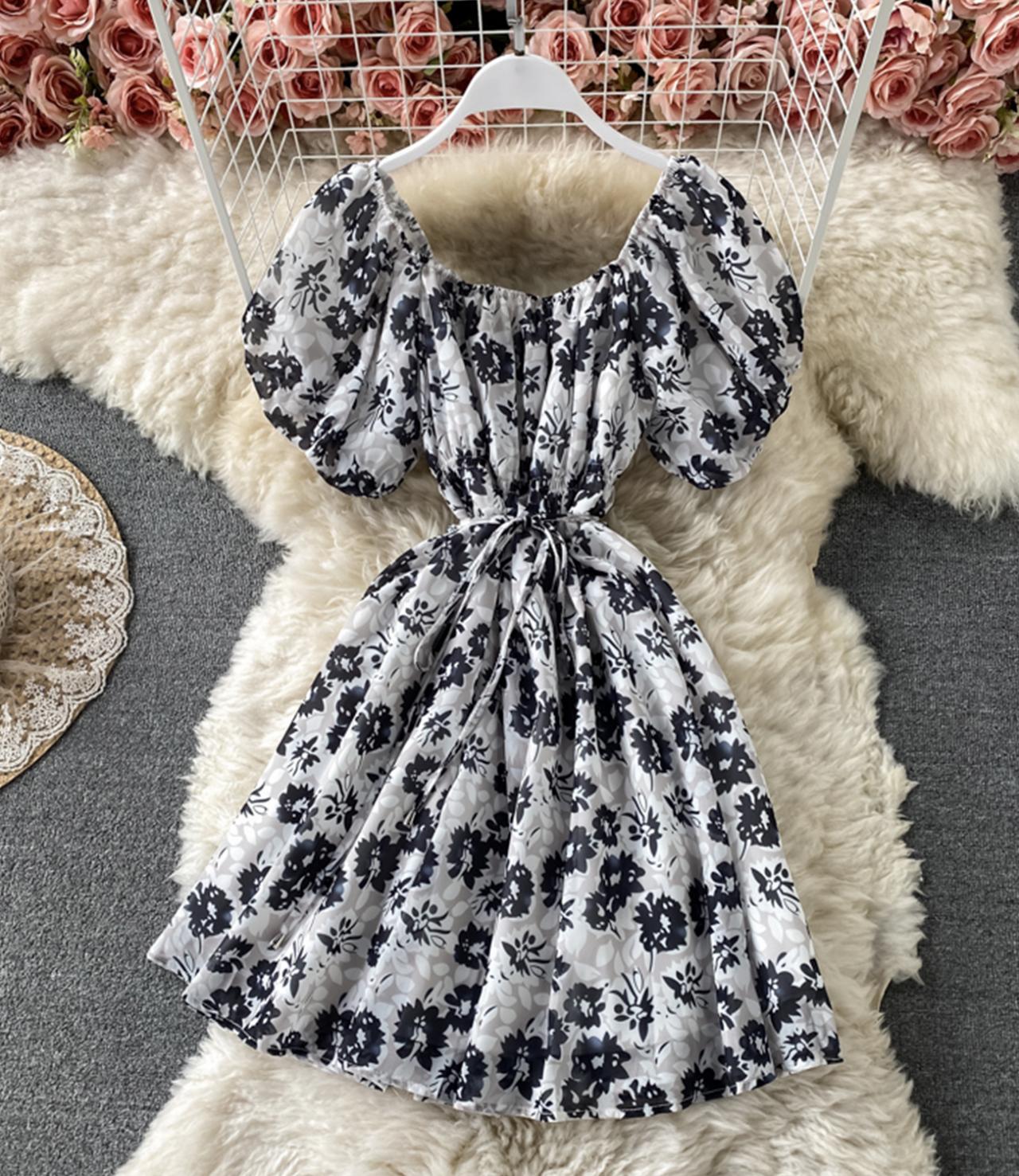 Cute A line floral dress fashion dress  691