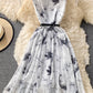 Cute ink print dress A line fashion dress  685