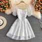 Cute A line lace short dress fashion dress  530