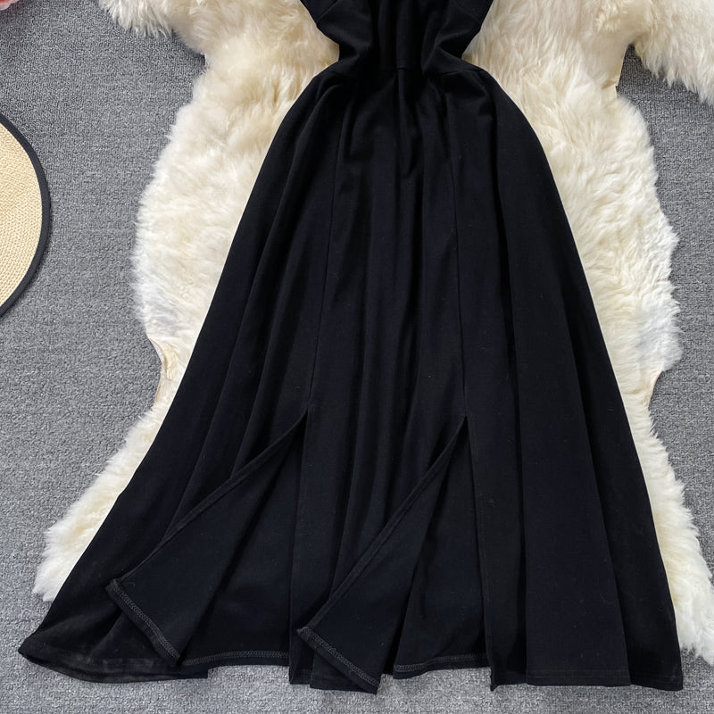 Black A line short dress fashion dress  528