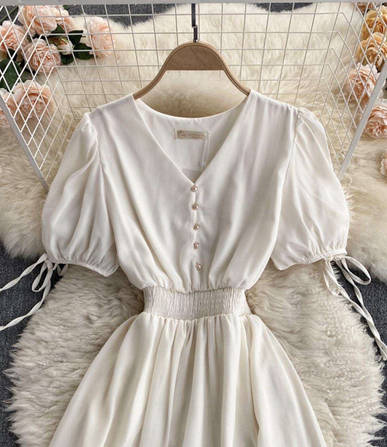 Simple v neck short dress fashion dress  664