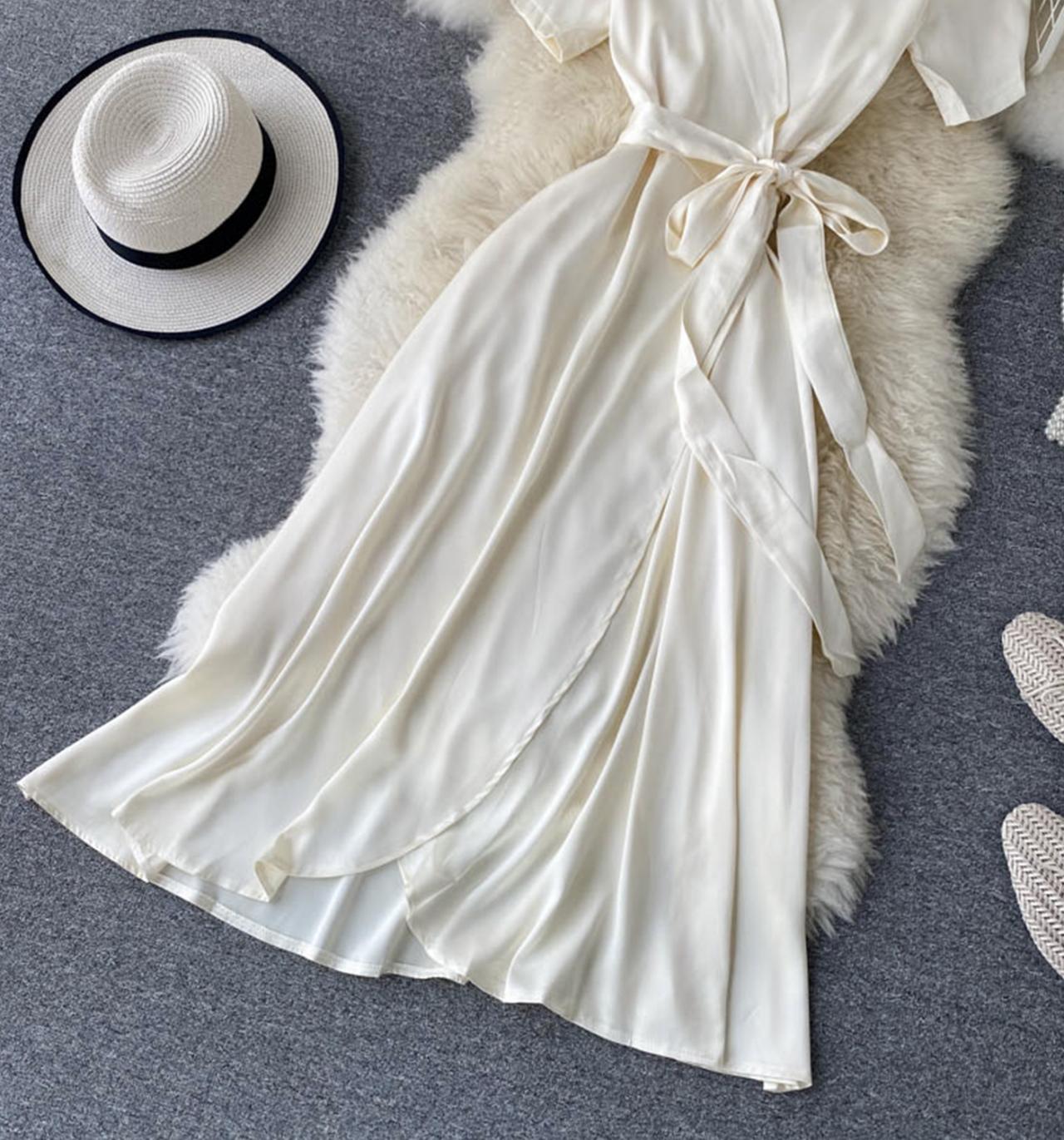 Simple v neck short dress fashion dress  647
