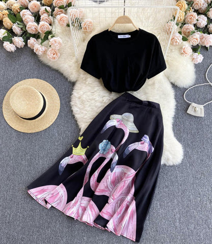 Black A line two pieces dress  666