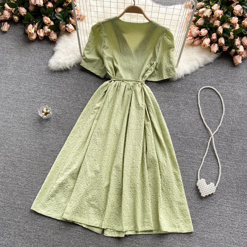 Simple v neck short dress fashion dress  563