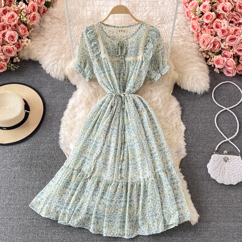Sweet A line floral short dress fashion dress  565