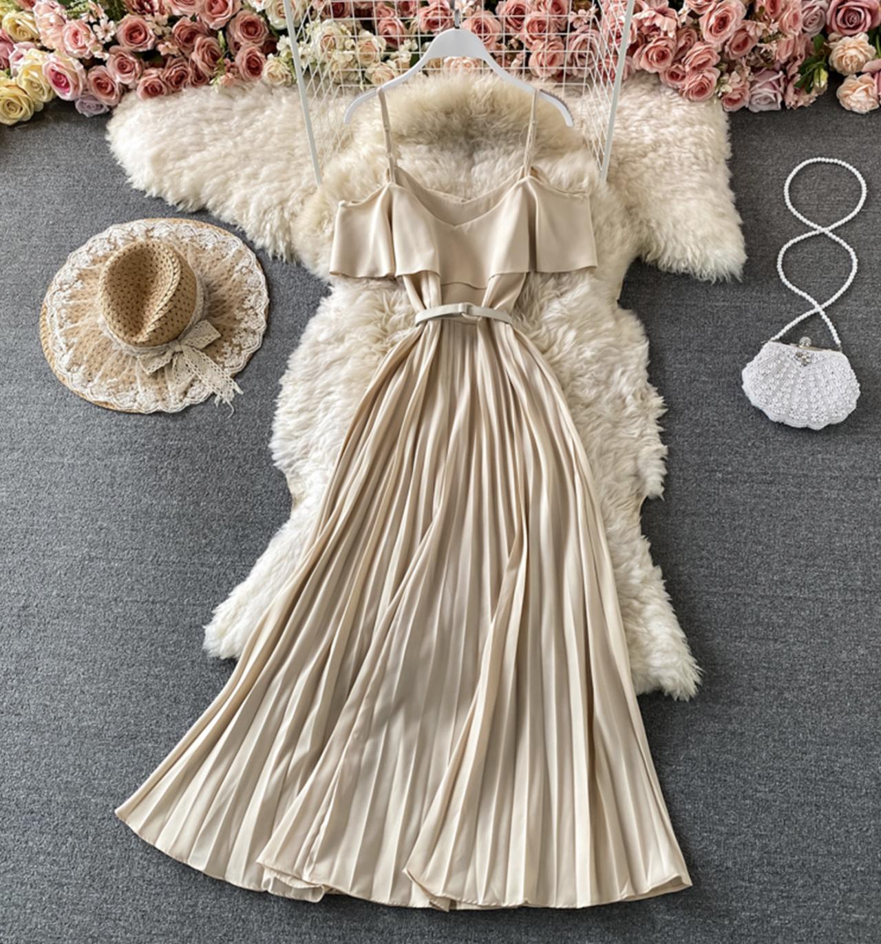 Cute A line dress off shoulder fashion dress  695