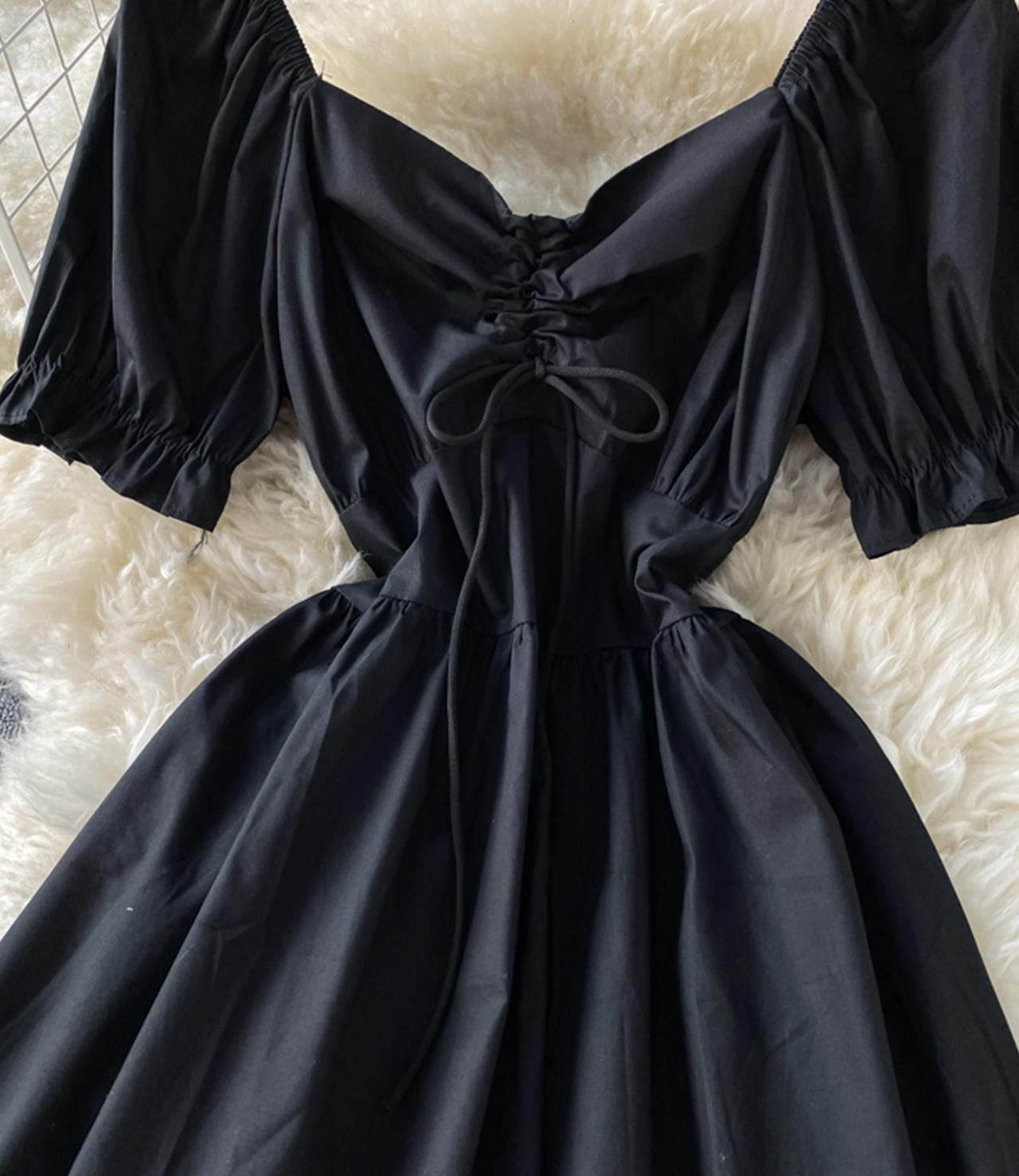 Black A line short dress fashion dress  689
