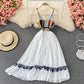 White A line v neck dress fashion dress  620