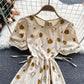 Cute round neck short A line dress fashion dress  562