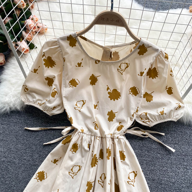 Cute round neck short A line dress fashion dress  562