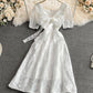 White A line short dress fashion dress 645