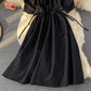 Black A line short dress fashion dress  487