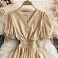 Simple v neck short dress fashion dress  664