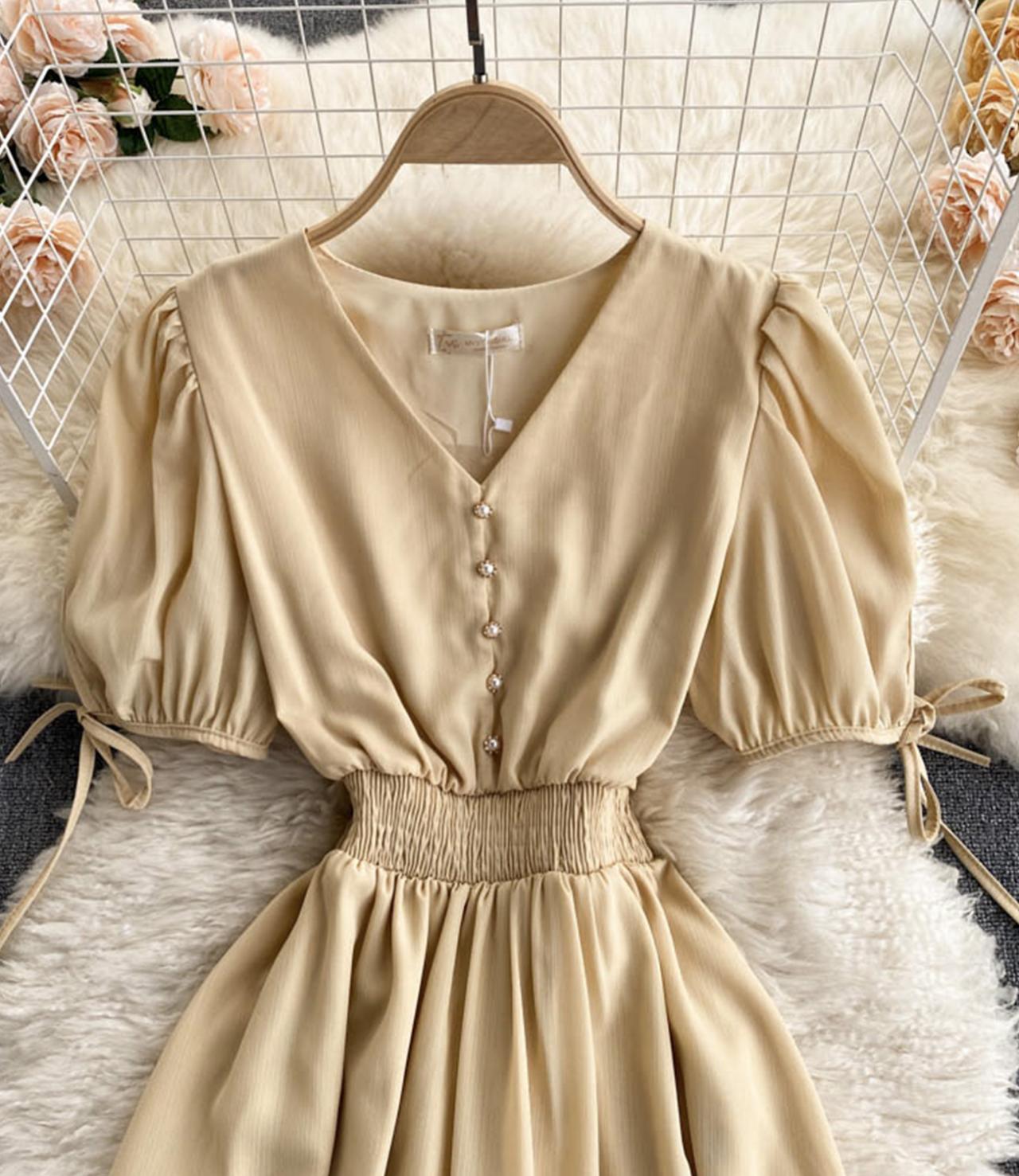 Simple v neck short dress fashion dress  664
