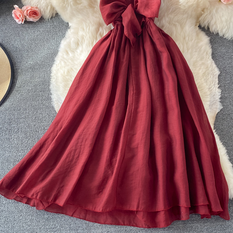 Red A line bow short dress fashion dress  495