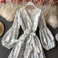 Robe blanche à manches longues et col en V, robe tendance 537