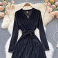 Black v neck long sleeve dress  459