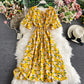 Cute v neck floral dress fashion dress  483