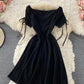 Black A line short dress fashion dress  656