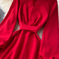 Süßes langärmliges A-Linien-Modekleid 415