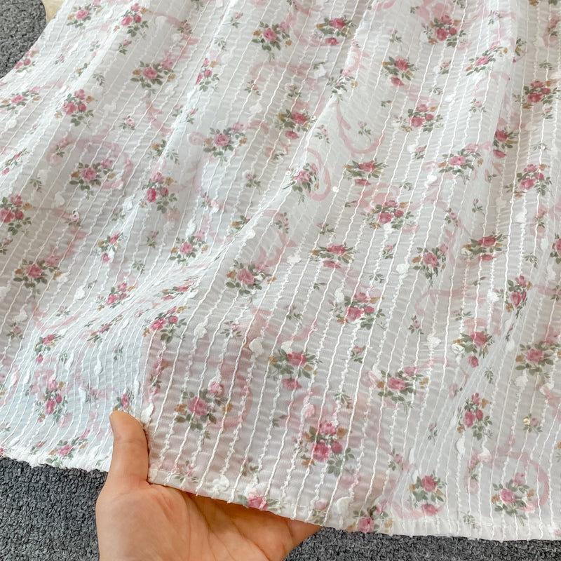 Robe trapèze à fleurs douces et tendance 511