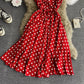Red polka dot A line dress  482