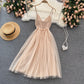 Cute v neck tulle short dress fashion dress  612