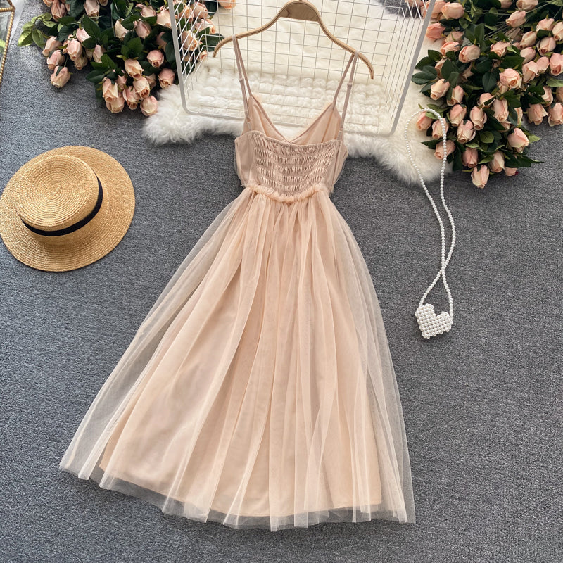 Cute v neck tulle short dress fashion dress  612