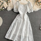 White A line short dress fashion dress 645