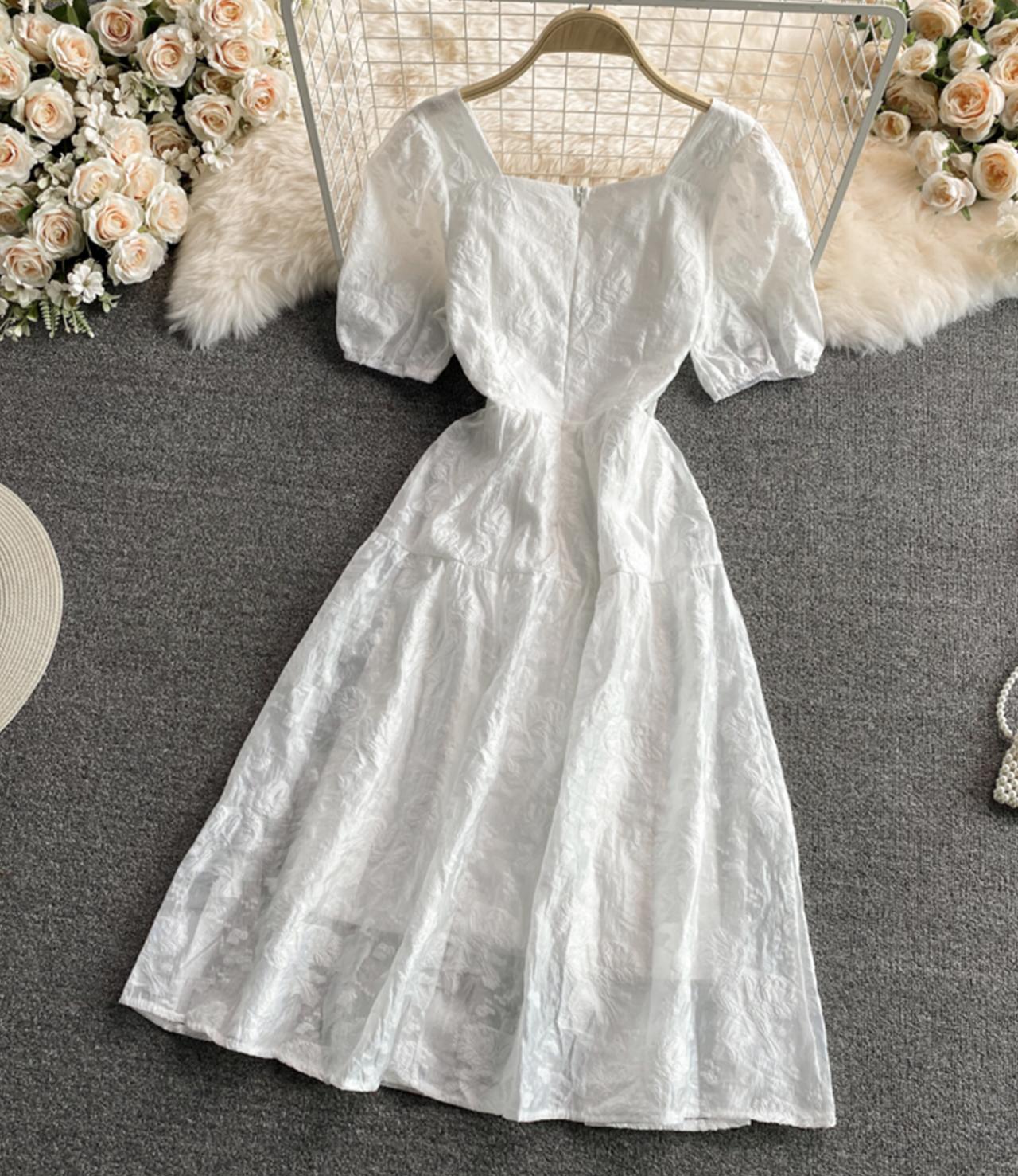 White A line short dress fashion dress 645